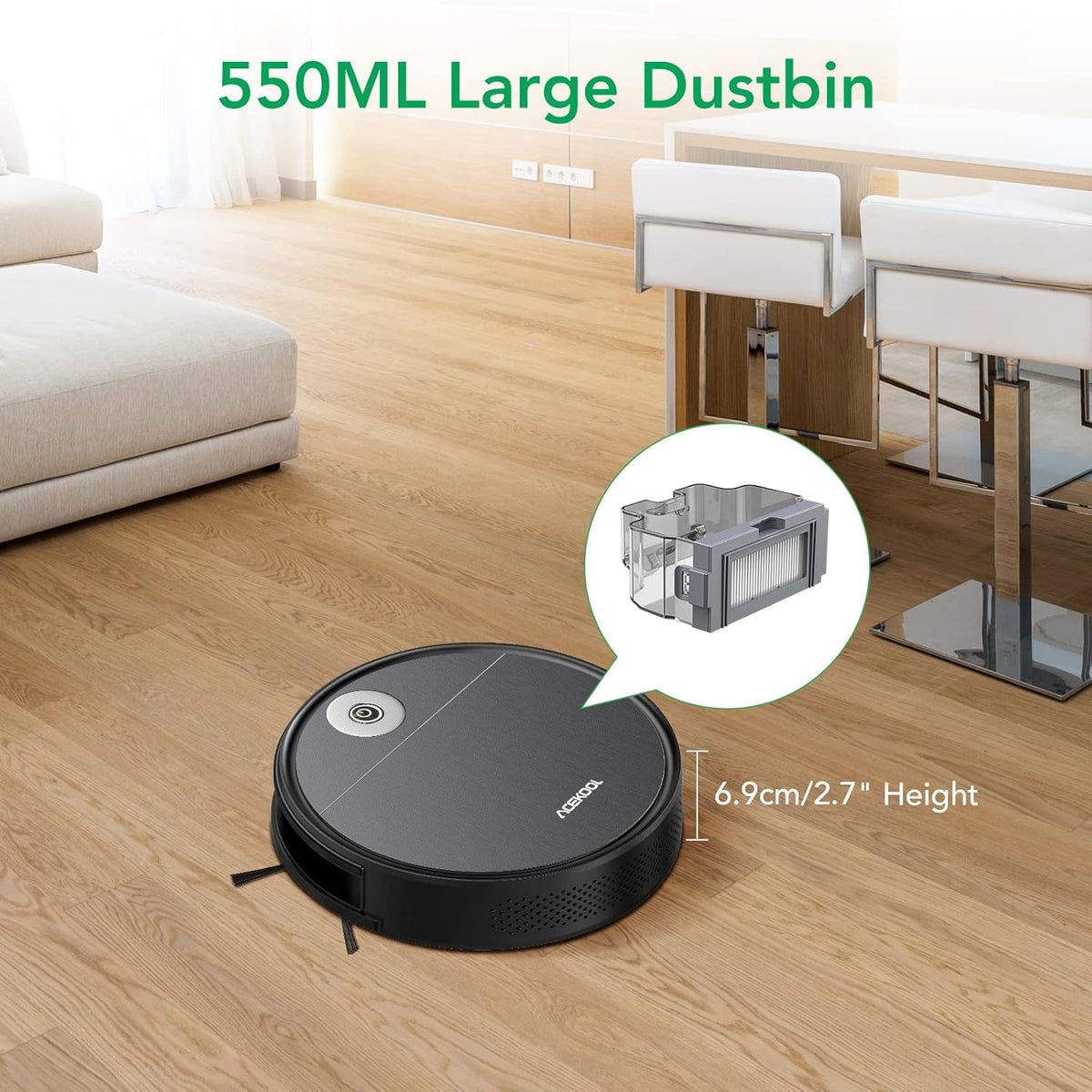 Robot Vacuum Cleaner, 1700pa Suction, 170min Runtime W8404