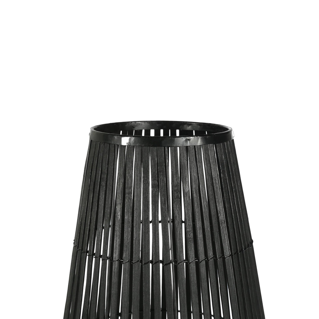Black Metal Frame Lantern with Weaving B38750