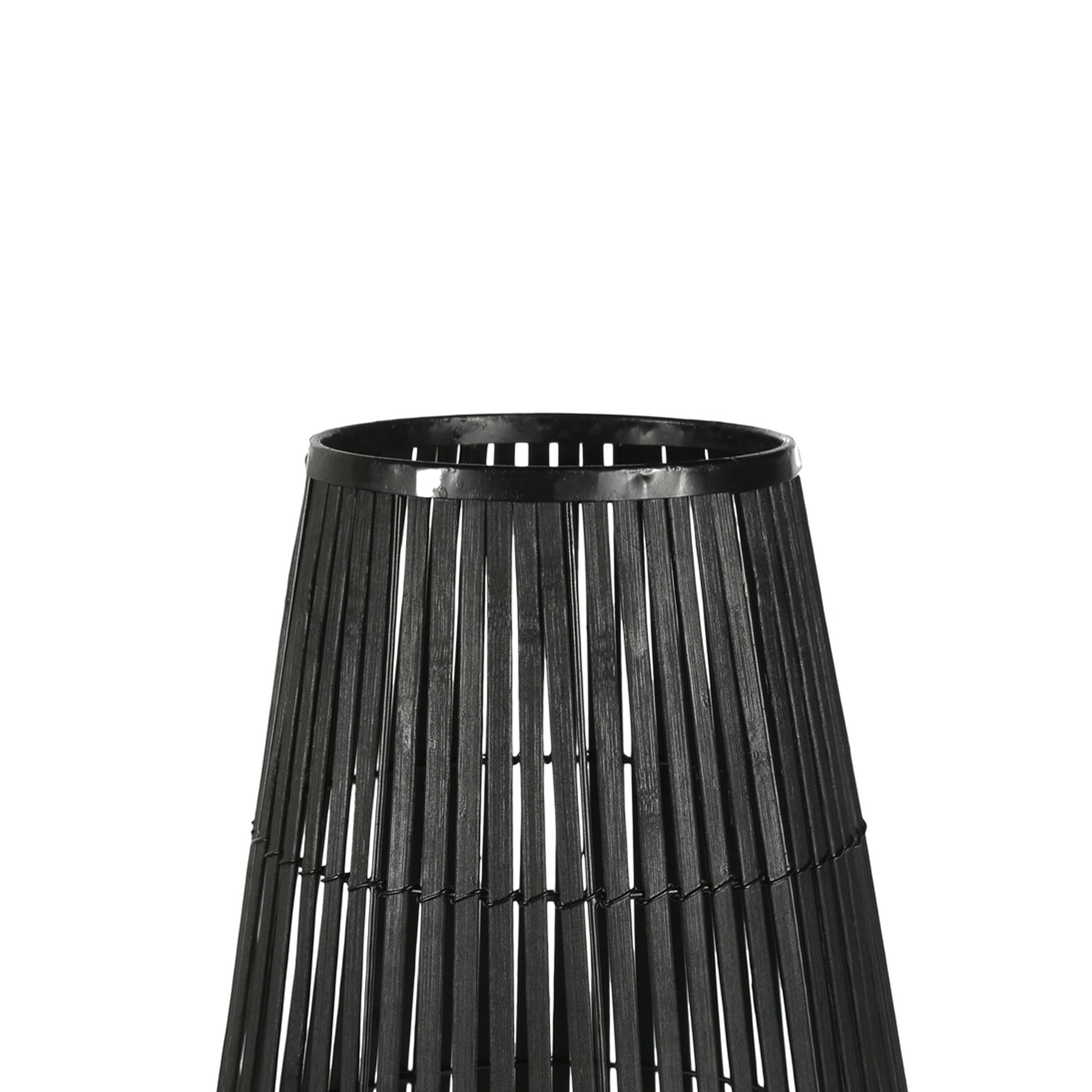 Black Metal Frame Lantern with Weaving B38750