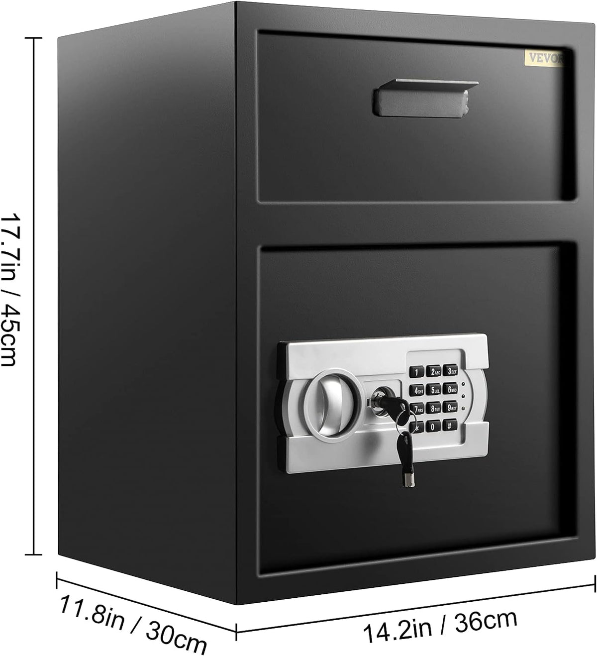 1.7 Cubic Feet Carbon Steel Electronic Code Lock Depository Safe with Deposit Slot and Two Emergency Keys K828