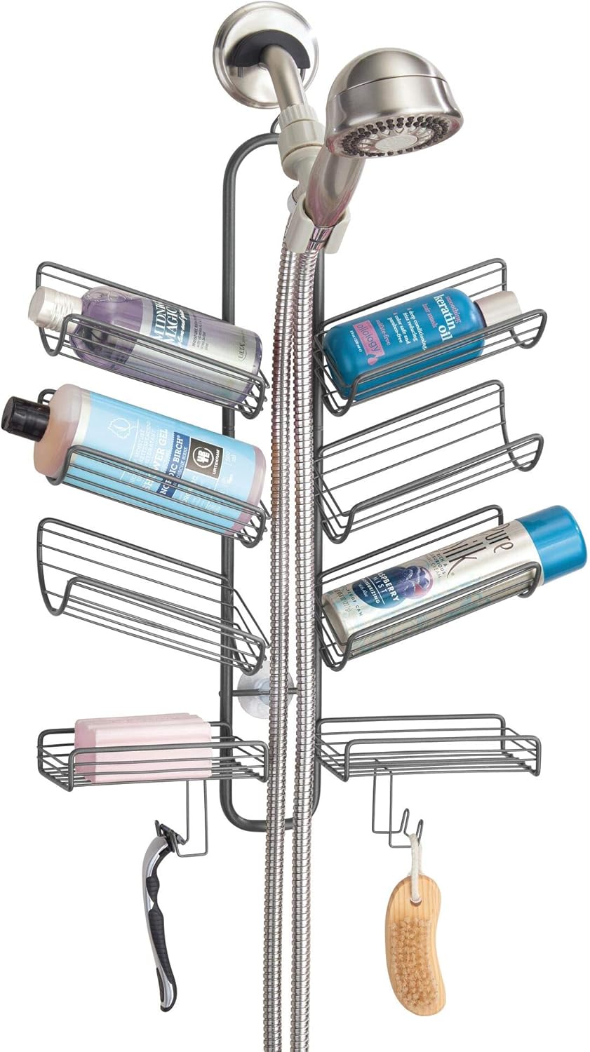 Metal Hanging Bathroom Caddy for Handheld Shower Hose, Bronze, Pack of 2 E98346