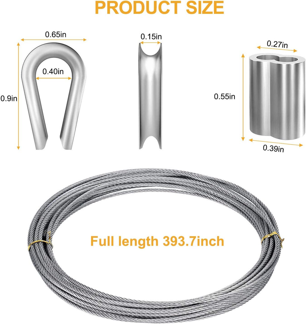 1/8 inch T316 Stainless Steel Cable Railing Kit with Crimp Sleeves and Thimble X5657