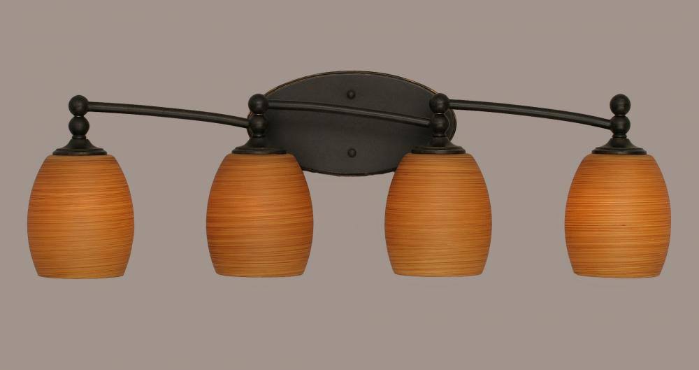 Four Light Bath Bar Dark Granite Finish with Linen Glass C86682