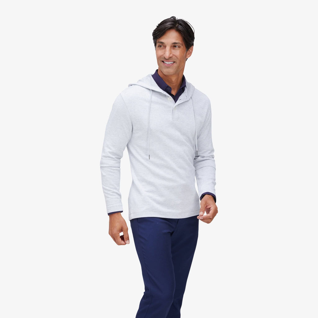 Light Gray Heather Hooded Henley W41745