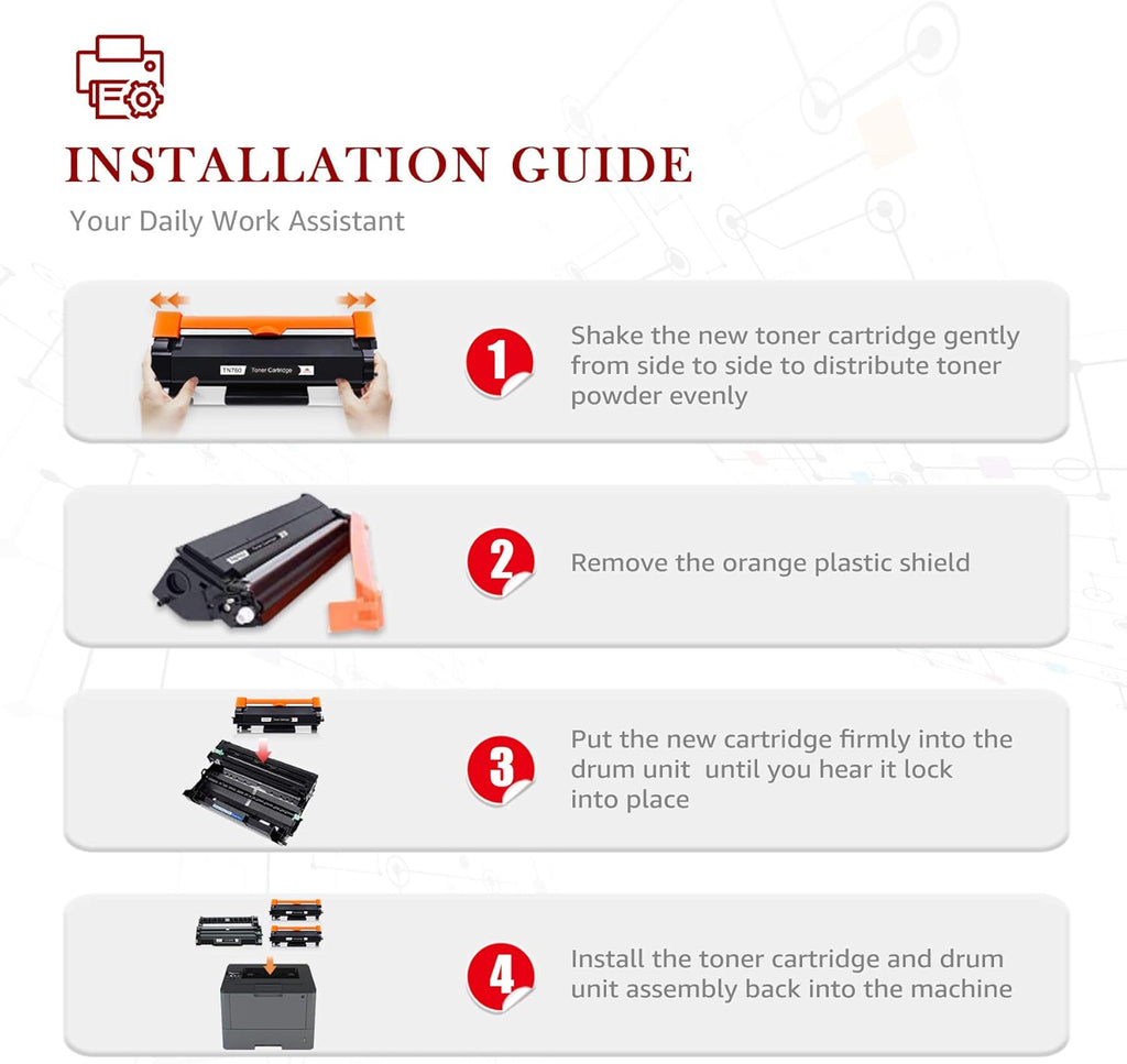 Compatible Toner Cartridges and Drum for Brother Printers (2 Black Toners, 1 Drum Unit) L680566