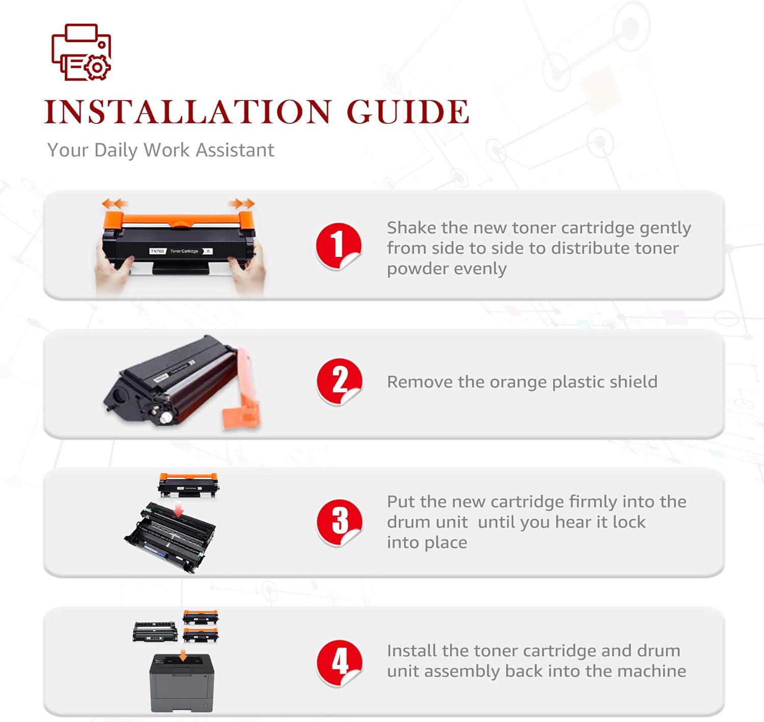 Compatible Toner Cartridges and Drum for Brother Printers (2 Black Toners, 1 Drum Unit) L680566
