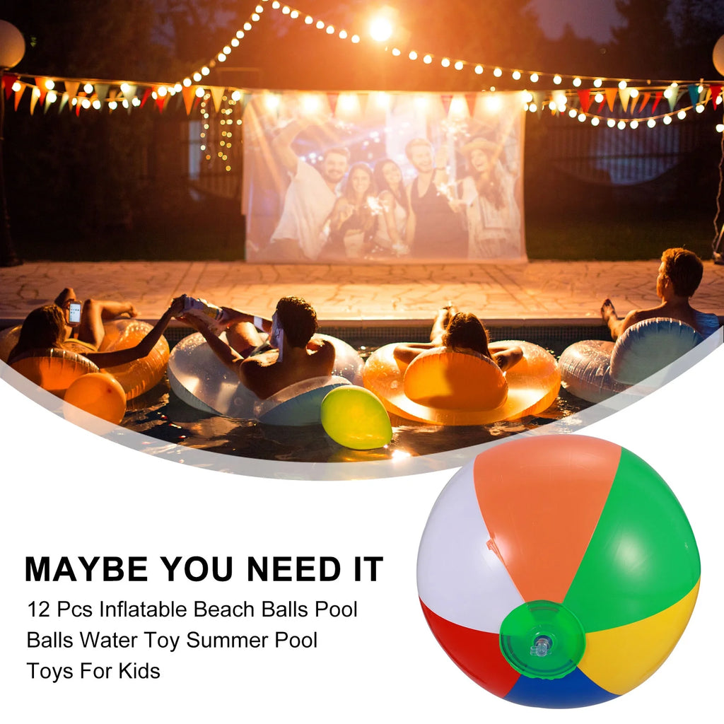 12 Pcs Inflatable Beach Balls Pool Toys Y7193