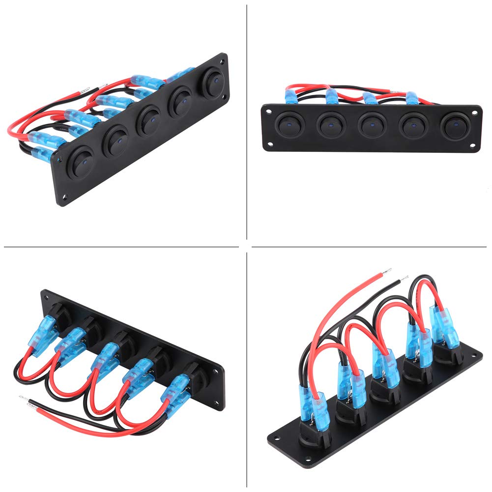 5 Gang Waterproof Rocker Switch Panel 12V-24V F92676